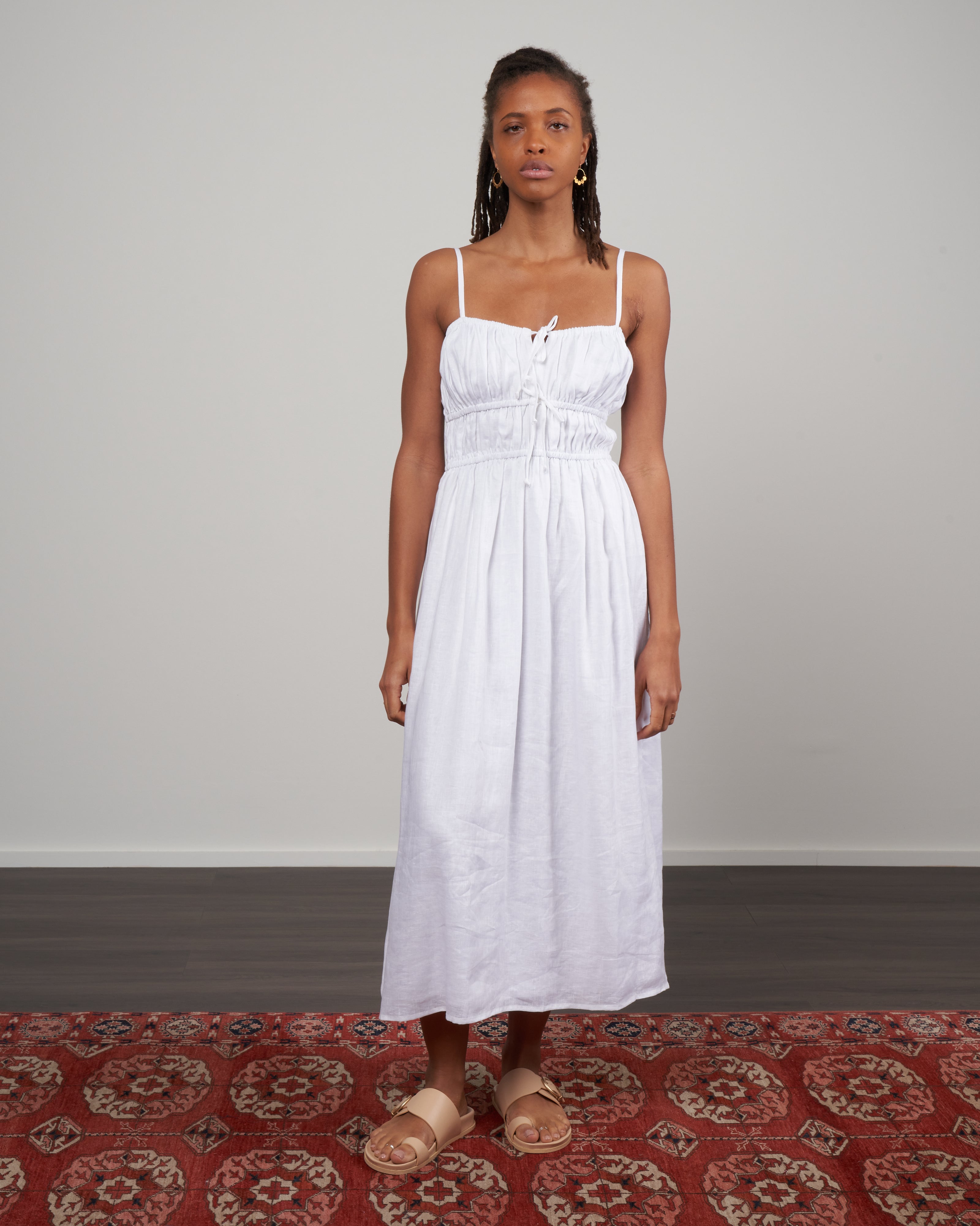 Faithfull Francesca Midi Dress Plain White
